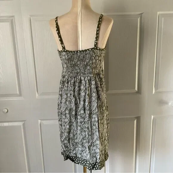 Faded Glory Womens Cotton Green & White Cami Dress - Size L - Picture 3 of 5